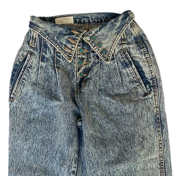RIO by Stephen Mardon Vintage 80s Fold-over Waist Acid Wash Jeans Size 5 - Picture 2 of 14